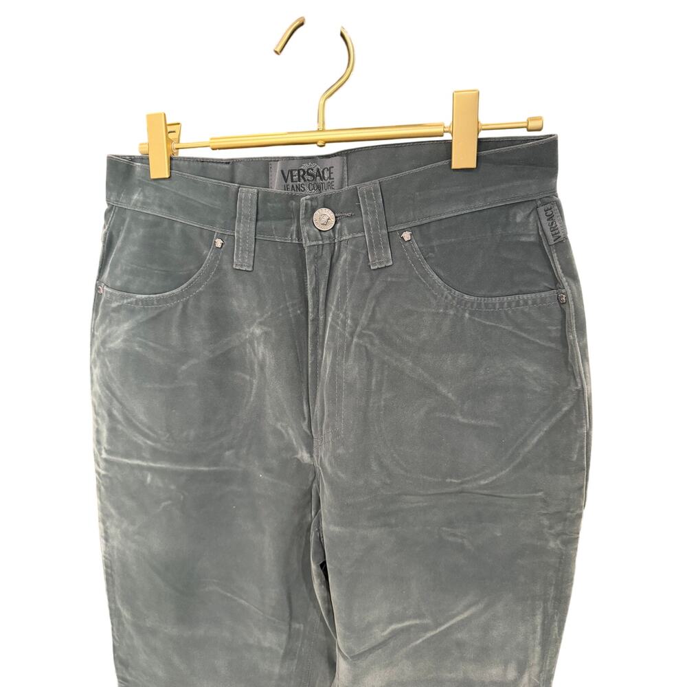 VERSACE Jeans Couture Gray Sueded Moleskin Pants 30 NWT Vintage Ittierre - Picture 2 of 10
